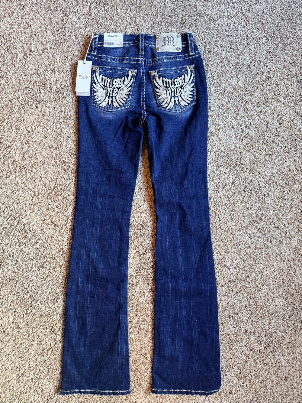 Miss Me Indigo Boot Cut Jeans with Embroidered Wing Pockets
